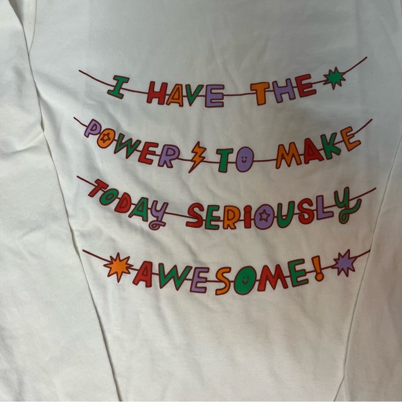 Cat & Jack Cream Long Sleeve Graphic Cotton Blend Shirt Unisex New! - Picture 2 of 9